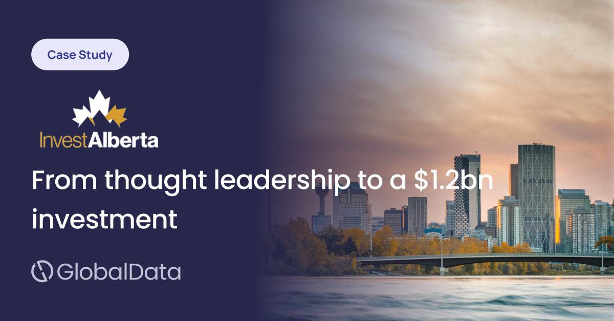 Tile reads: Case Study, From thought leadership to a $1.2bn investment. The image indicates that the case study is about the partnership between Invest Alberta and GlobalData.